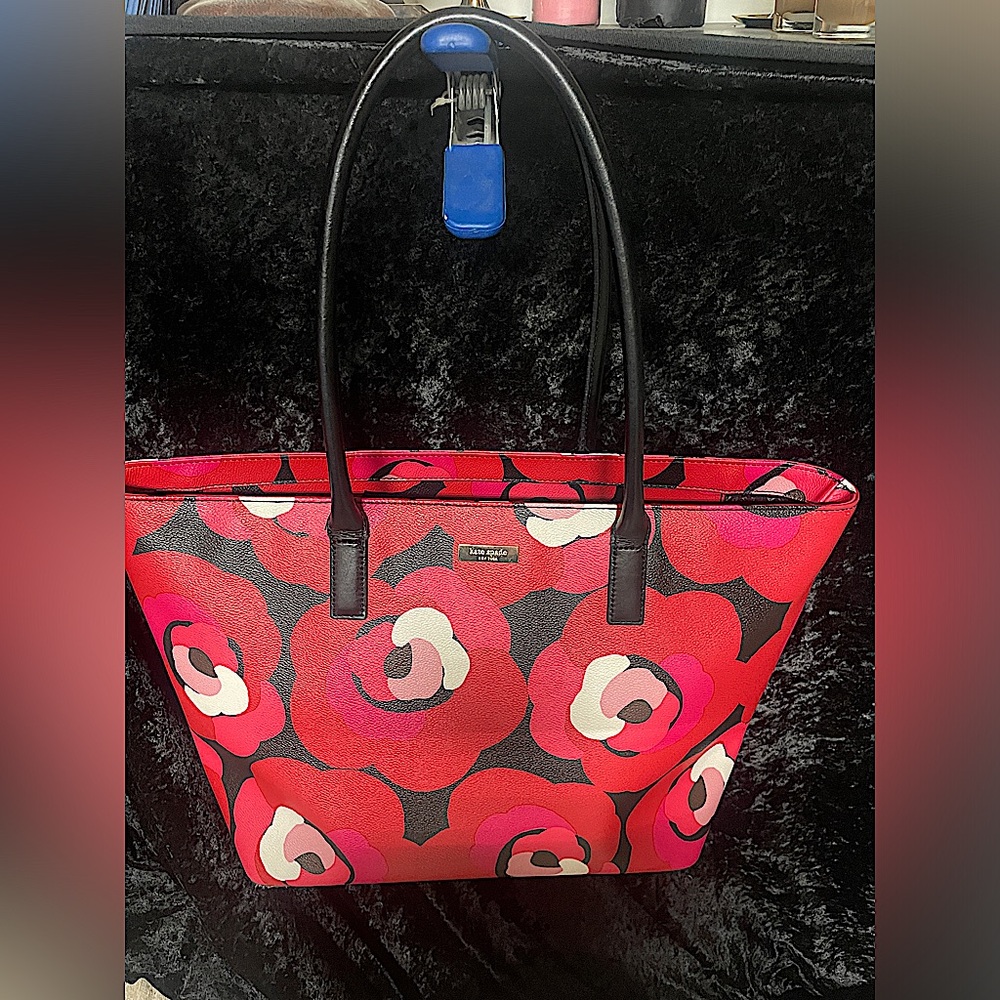 KATE SPADE flowers, Poppy RED PINK TOTE IN multicolor